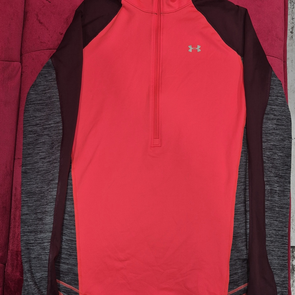 Under Armour Bright Pink and Black Half-Zip Top
